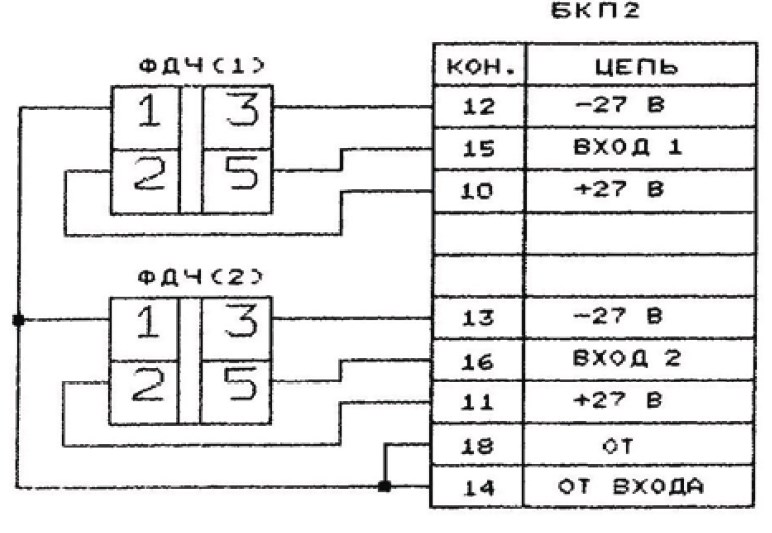 Схема 1 подключения блока БКП-2